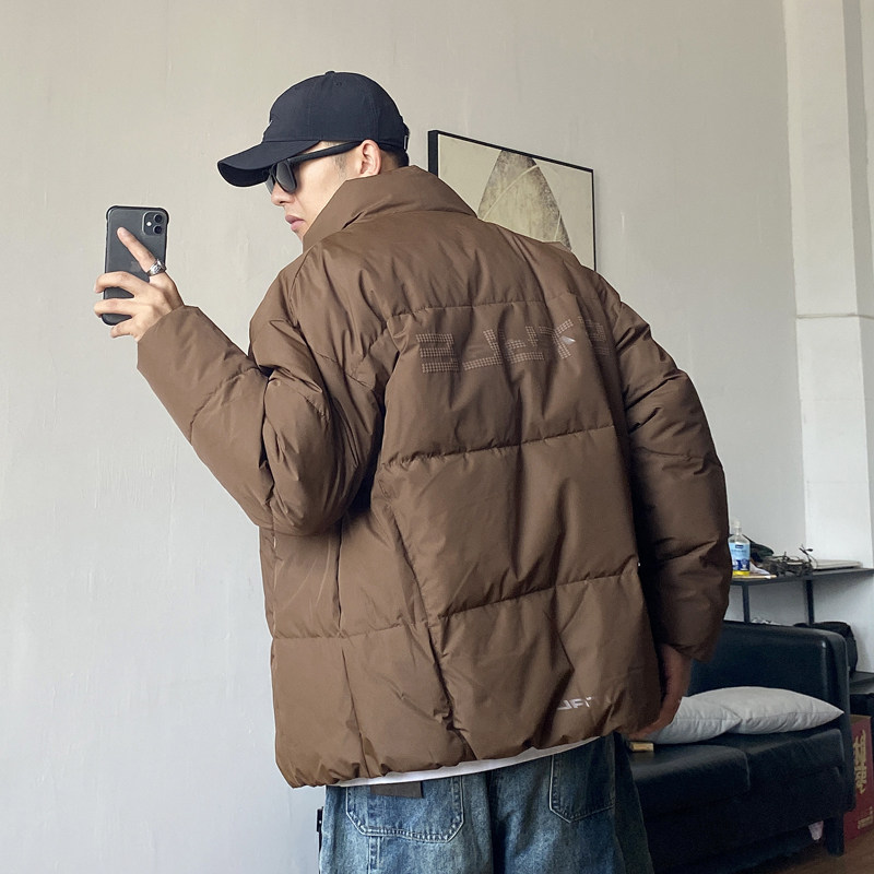冬季痞帅高端轻薄立领羽绒服男宽松潮牌大码加肥加大保暖休闲外套