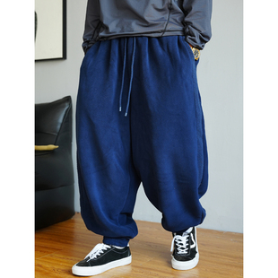 子潮牌 男宽松抽绳保暖哈伦束脚裤 冬季 痞帅重磅加绒加厚摇粒绒卫裤