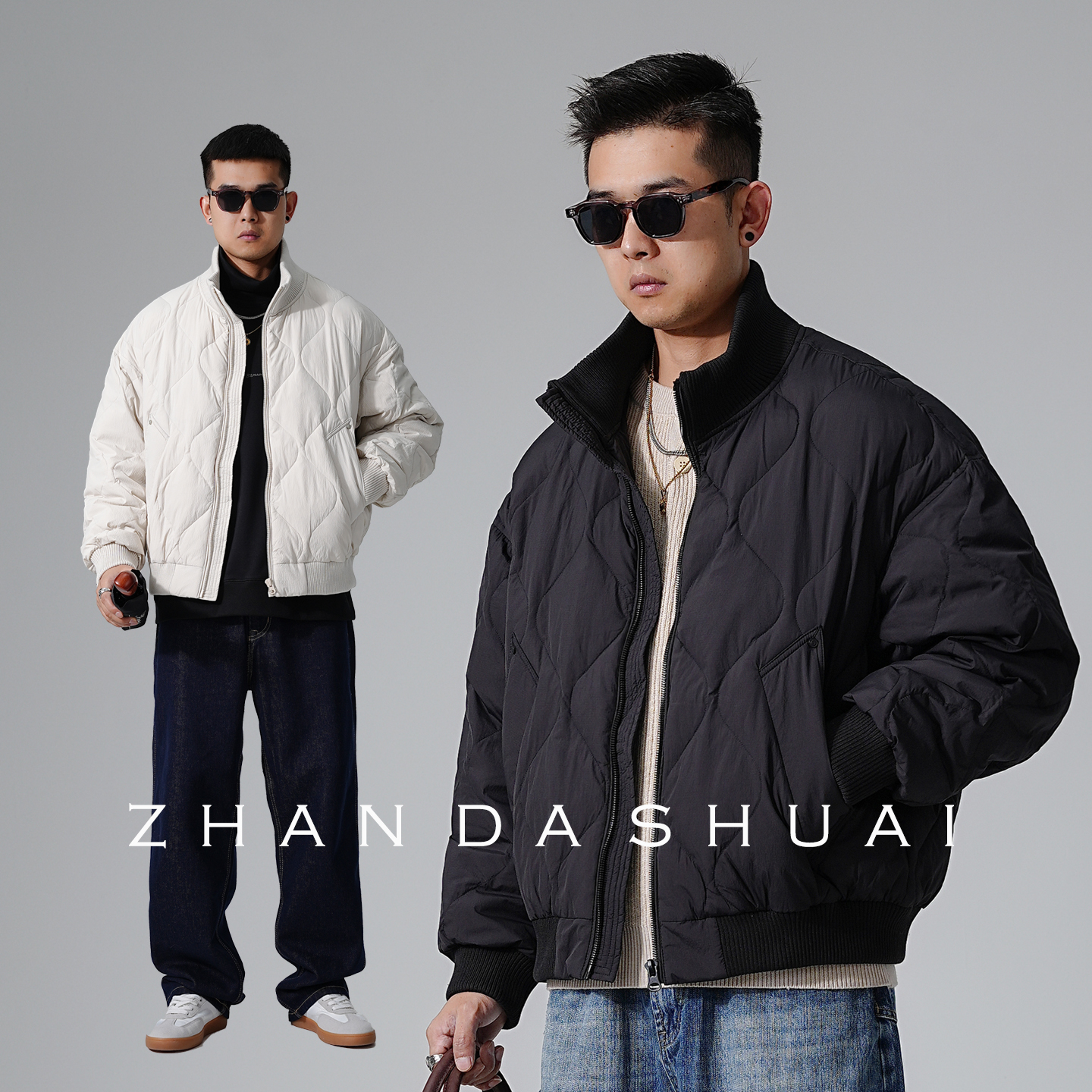 冬季美式菱格羽绒服