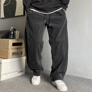 男直筒宽松阔腿弯刀裤 春秋季 裤 休闲痞帅重磅复古灯芯绒工装 子 美式