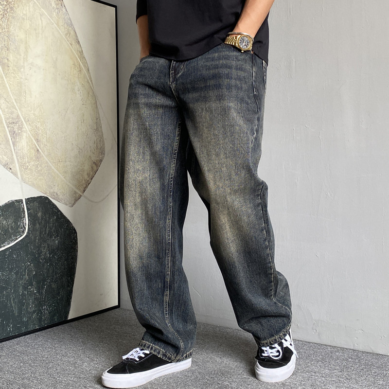 秋冬季美式休闲高端水洗复古做旧加绒牛仔裤男直筒宽松百搭阔腿裤,男装,牛仔裤,淘宝优惠券,粉丝福利购,淘宝优惠卷