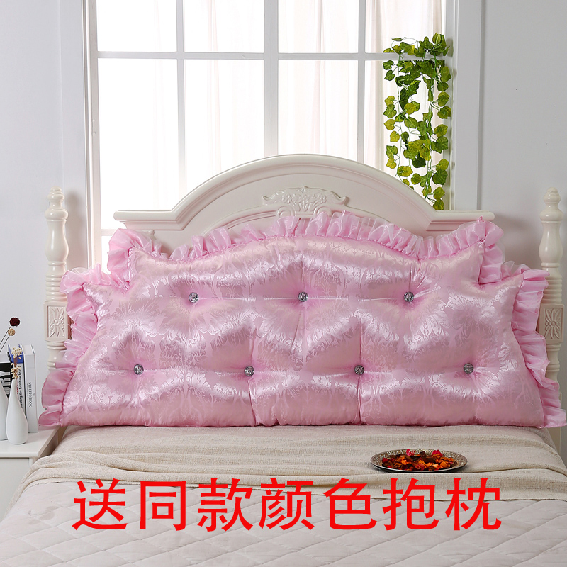 韩式田园公主床头大靠背纯色毛绒软包双人靠垫床上靠枕含芯可拆洗