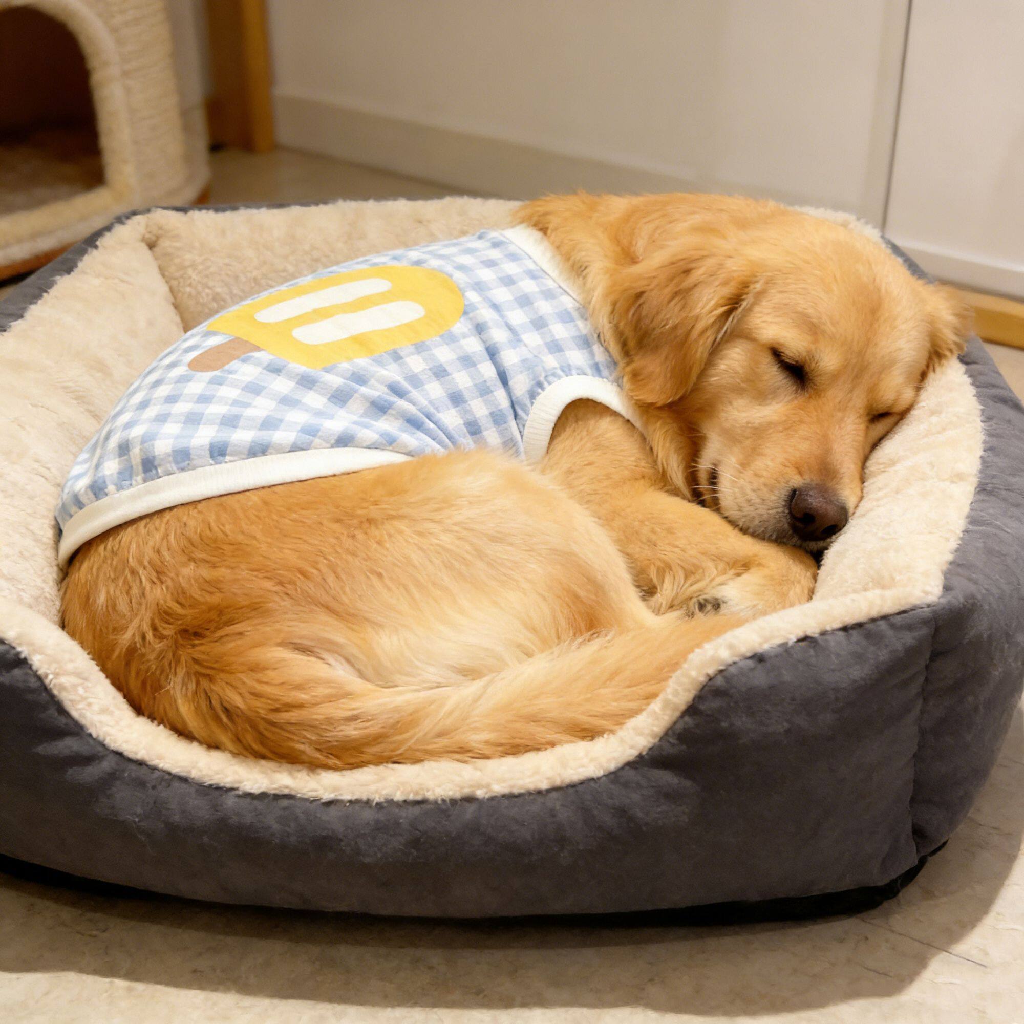 宠物狗狗衣服春秋款格子雪糕印花亲肤透气背心大型犬金毛拉布拉多