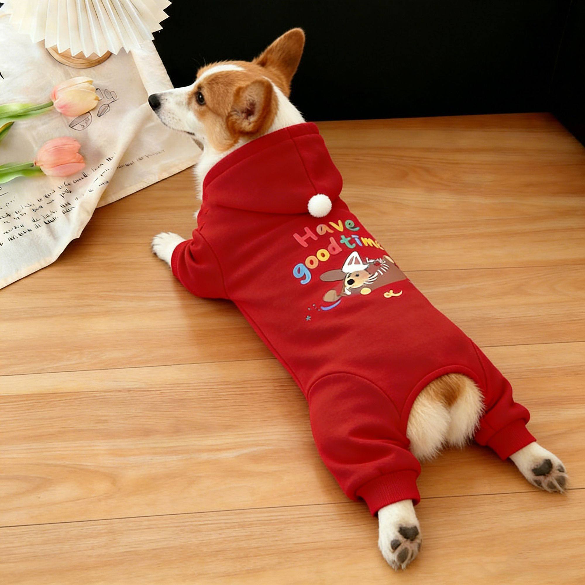 狗狗新款冬季防冻喜庆卡通图案保暖毛球连帽四脚衣中型犬宠物服饰,宠物/宠物食品及用品,狗宠物服装/雨衣,淘宝优惠券,粉丝福利购,淘宝优惠卷