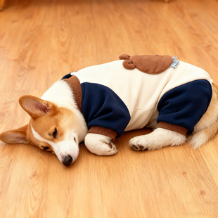 宠物秋冬撞色立体小熊狗狗四脚衣中型犬柯基柴犬法斗巴哥