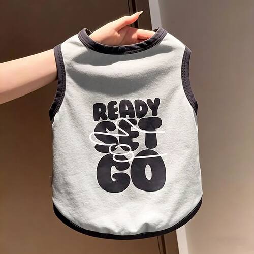 宠物狗狗衣服春夏款READY SET GO印花亲肤背心中型犬柯基柴犬法斗