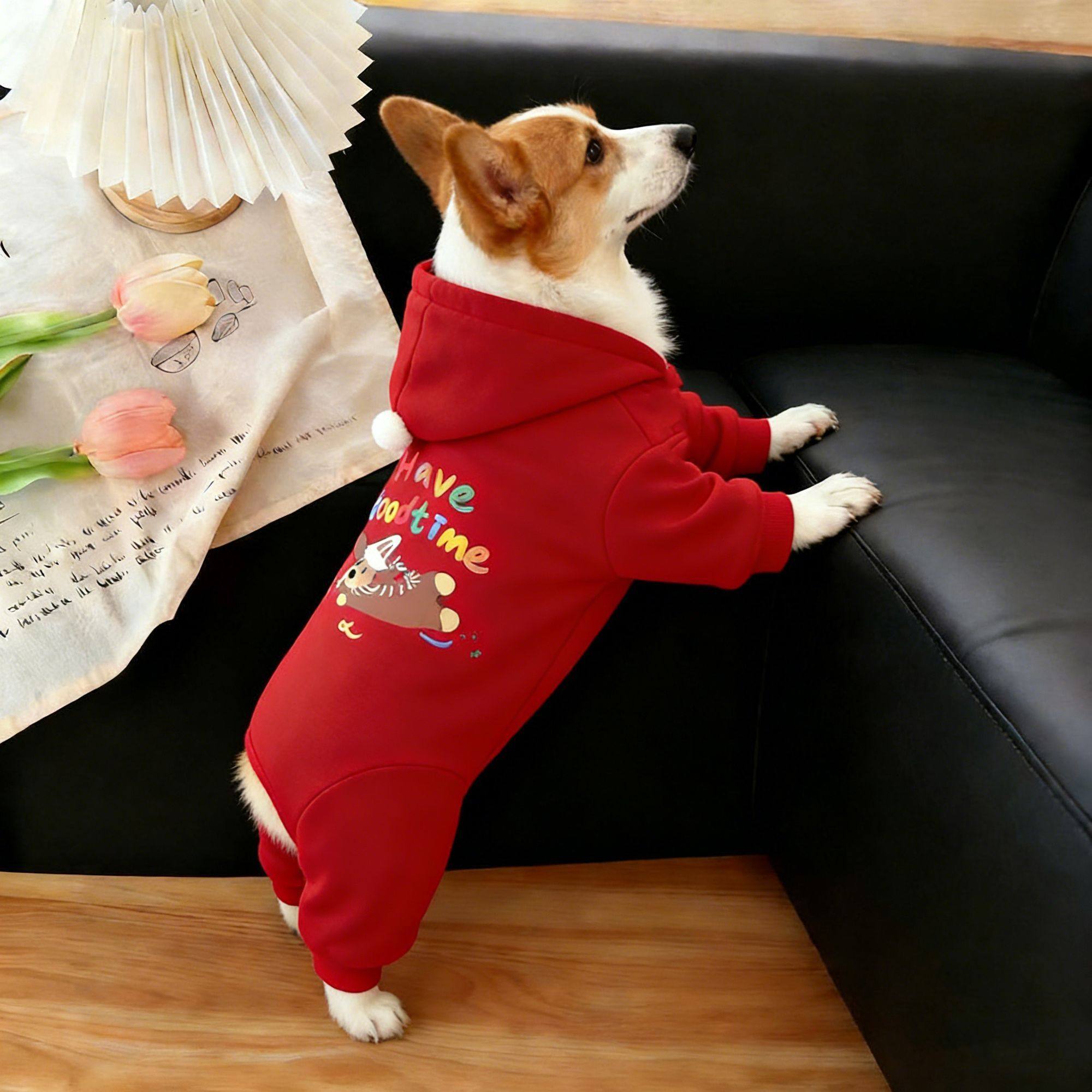 狗狗新款冬季防冻喜庆卡通图案保暖毛球连帽四脚衣中型犬宠物服饰,宠物/宠物食品及用品,狗宠物服装/雨衣,淘宝优惠券,粉丝福利购,淘宝优惠卷