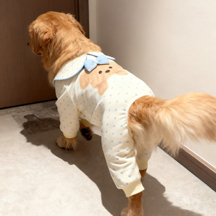 狗狗秋冬可爱卡通蝴蝶结舒适四脚衣大型犬巨贵金毛萨摩耶拉布拉多