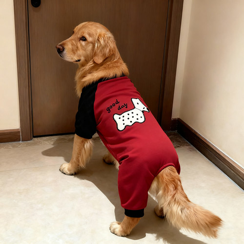 狗狗衣服秋冬款可爱卡通亲肤四脚衣大型犬巨贵金毛萨摩耶拉布拉多
