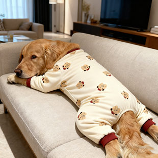 狗狗衣服秋冬苹果熊印花亲肤四脚衣大型犬巨贵金毛萨摩耶拉布拉多