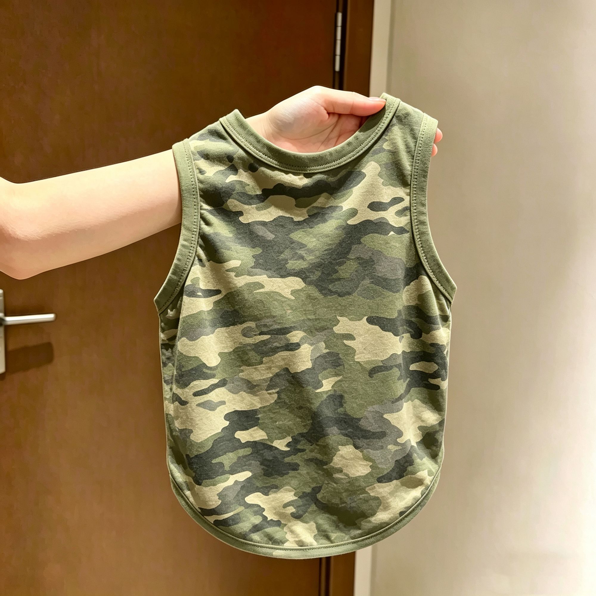 狗狗衣服复古军绿迷彩休闲亲肤背心比熊小中型犬柯基猫咪