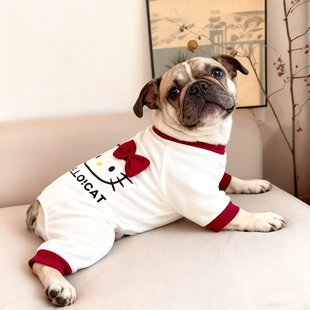 宠物秋冬可爱卡通撞色四脚衣中型犬柯基柴犬法斗巴哥