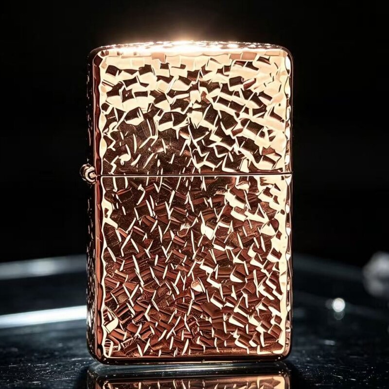 正品zippo1937平头防风煤油打火机玫瑰金碎碎冰陨石坑个性送男友