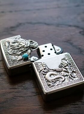 Zippo龙镶绿松石防风打火机