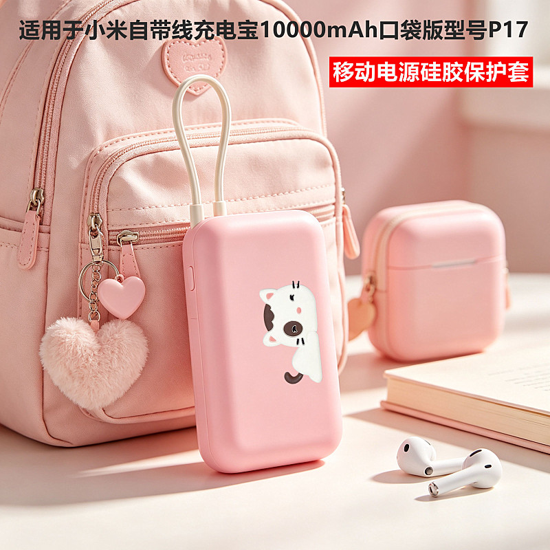 适用小米自带线充电宝口袋版外壳