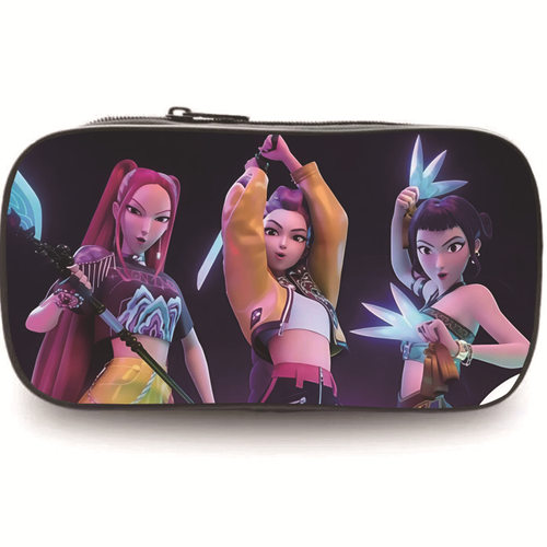 新品印花猎魔女团K-POP笔袋卡通文具袋Huntrix Kpop小学生收纳包