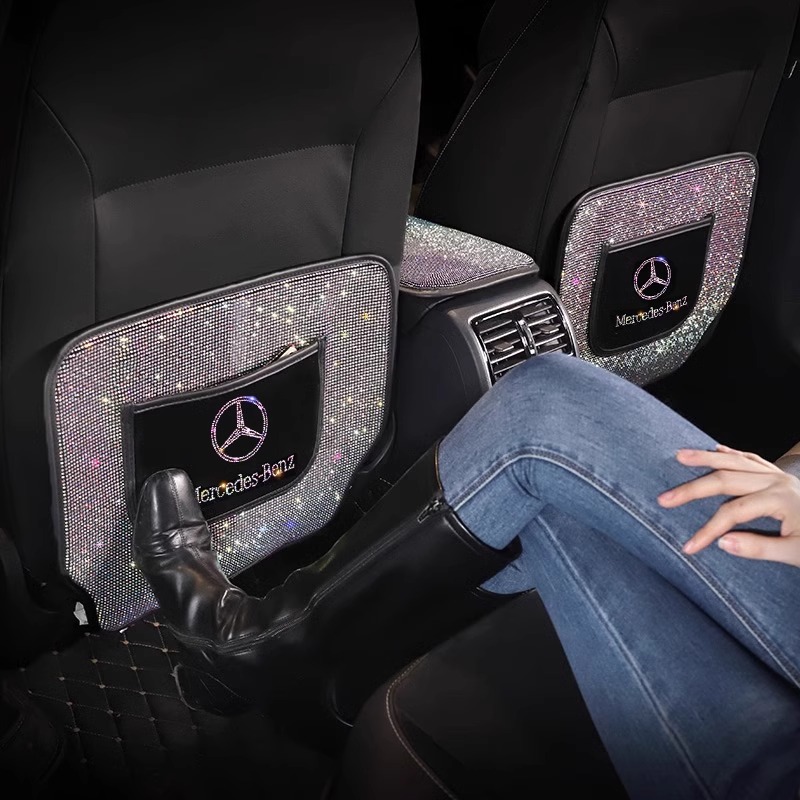 汽车座椅背防踢垫车载椅背防脏垫车用后排满钻保护垫车内用品通用