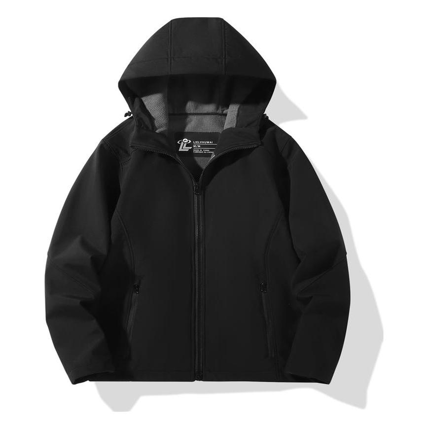 户外骑行越野改装赛车服加绒保暖夹克软壳连帽冲锋衣男女休闲外套