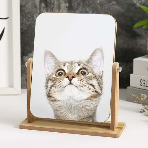 木质台式化妆镜子大号单面美容镜