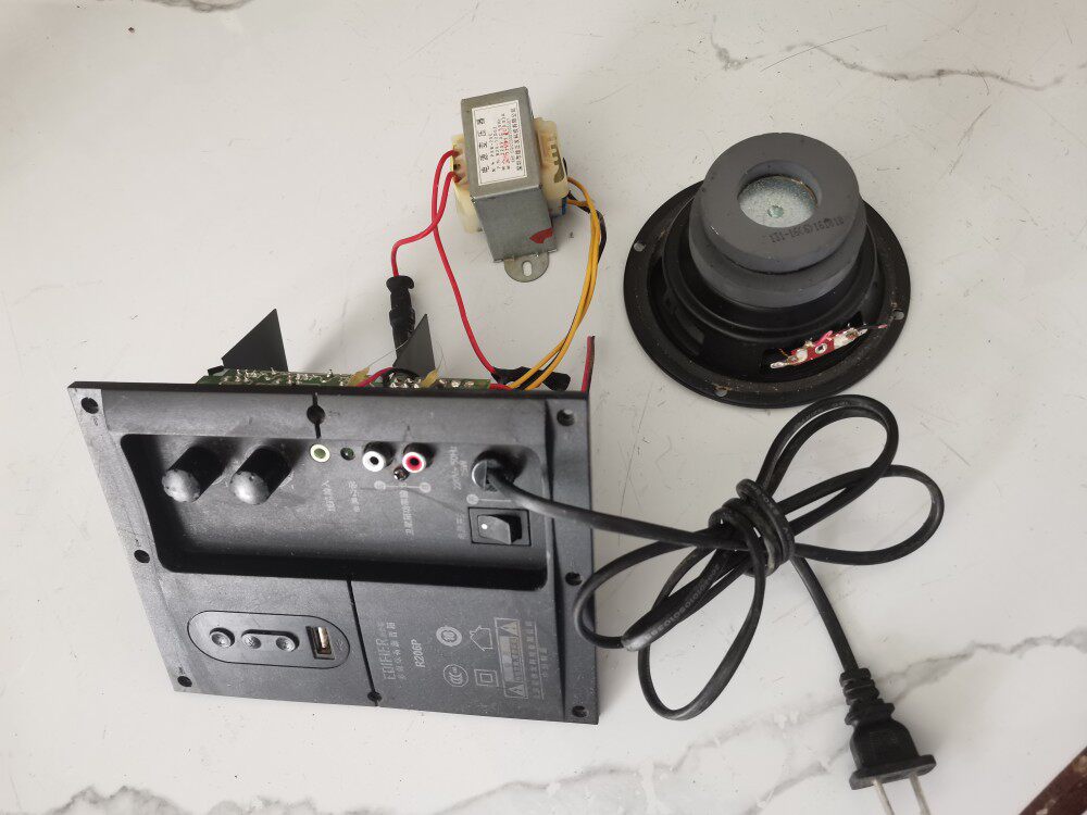 漫步者r206p功放板双12变压器131-16低音喇叭5寸6欧二手拆机的