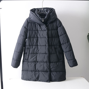 外贸俄罗斯单~秋冬女式蓬松保暖连帽宽松中长款棉衣棉服外套女