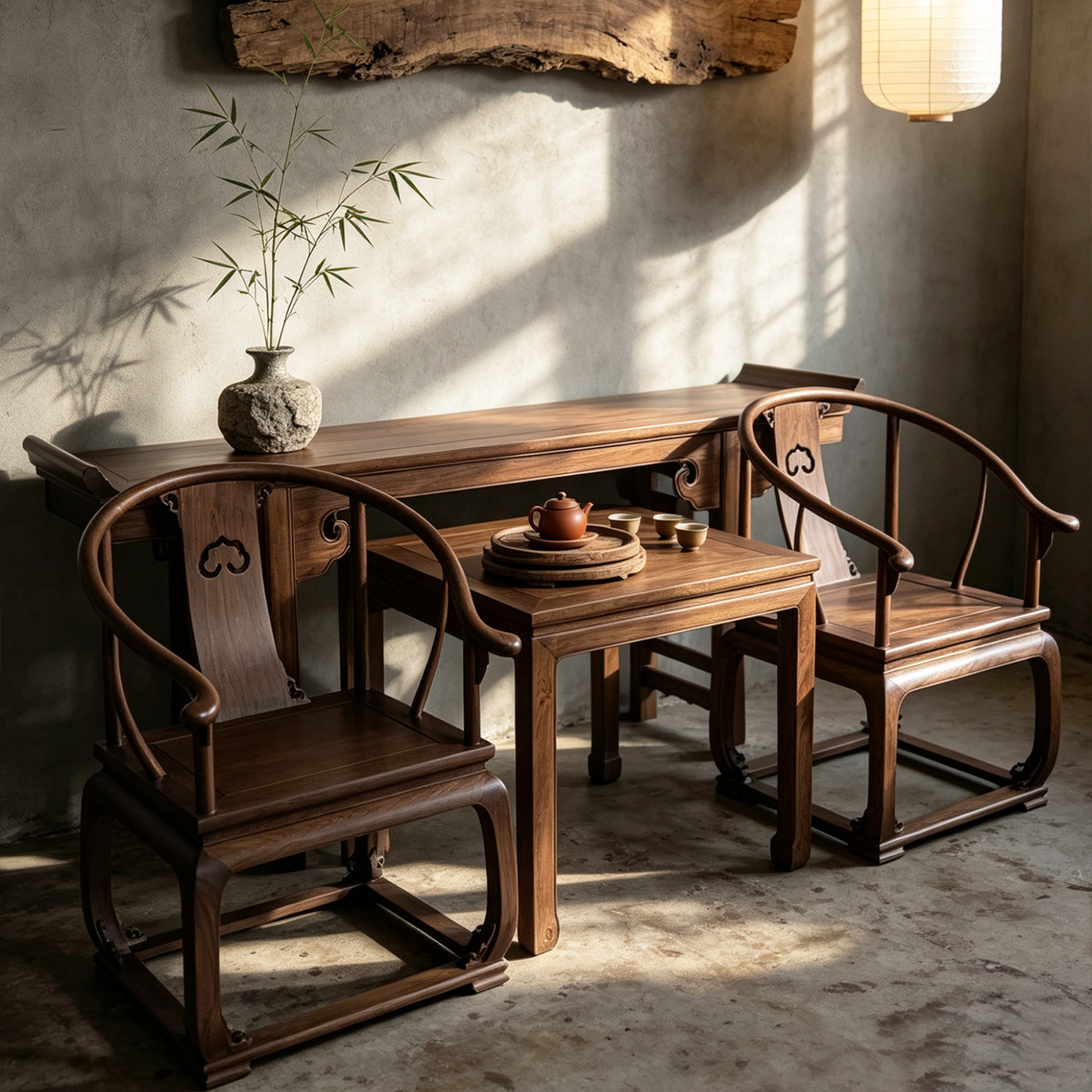 明式新中式中堂四件套六件套实木中式客厅条案台供桌佛堂屋八仙桌