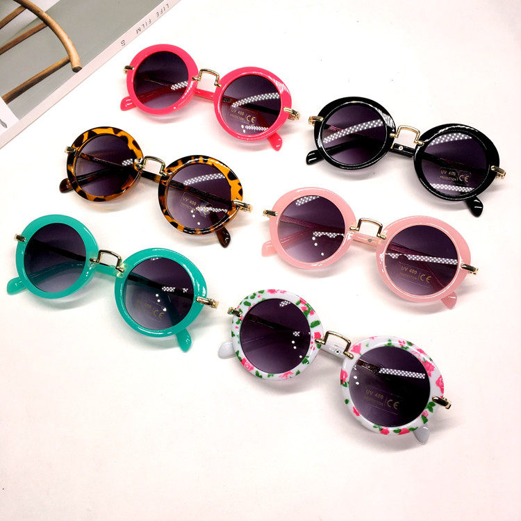 儿童太阳镜小孩墨镜男女童防紫外线眼镜圆框蛤蟆镜宝宝遮阳镜游玩