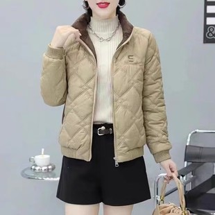 棉衣外套 秋冬妈妈洋气羽绒棉服短款 夹棉轻薄小棉袄女冬季 2025新款