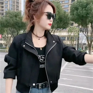 黑色夹克短外套女秋2025新款棒球服小个子高级感洋气减龄休闲上衣