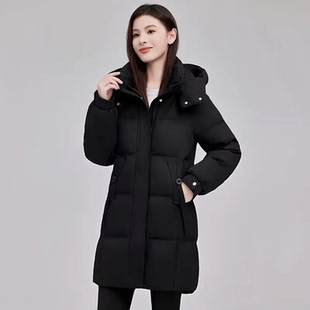 时尚羽绒棉服女2024冬季新款时尚宽松显瘦中长款百搭保暖棉衣外套