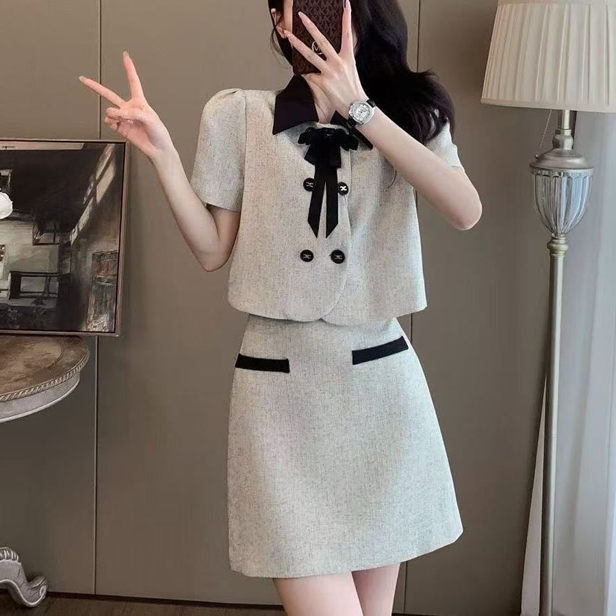 小香风半身裙套装女夏新款小个子时尚气质高级职业洋气时髦两件套