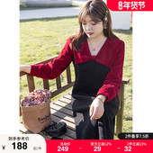 绮娑大码 宽松显瘦胖mm新年A字裙 新款 女装 针织连衣裙厚2024年秋季