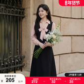 胖MM连衣裙 绮娑2026春装 气质V领A字遮肉显瘦百搭长袖 新款 大码 法式