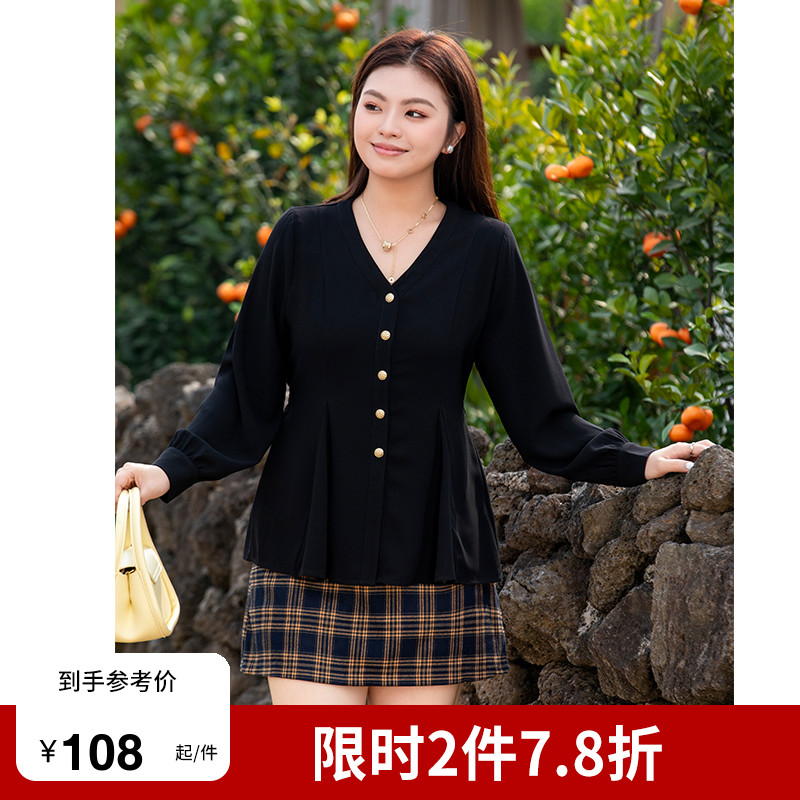 简约衬衫，显瘦大码上衣