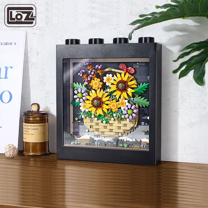 LOZ俐智小颗粒积木向日葵花篮高难度成人拼装立体拼图永生花相框,玩具/童车/益智/积木/模型,普通塑料积木,淘宝优惠券,粉丝福利购,淘宝优惠卷