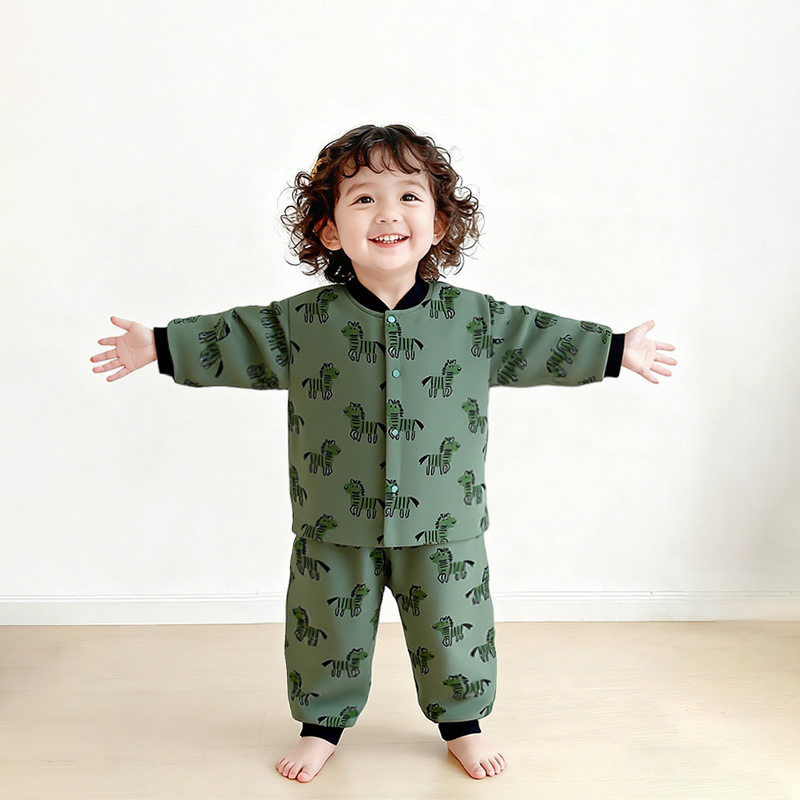 80克婴儿棉服套装夹棉保暖睡衣