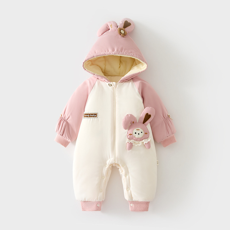 240克婴儿夹棉连体衣棉服外出服