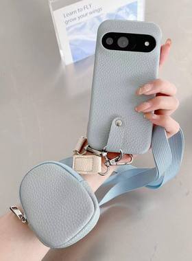 耳机零钱包一体适用谷歌pixel9斜挎手机壳pixel8pro保护套6a小包包皮质Googlepixel7pro壳谷歌5a斜挎挂绳16E