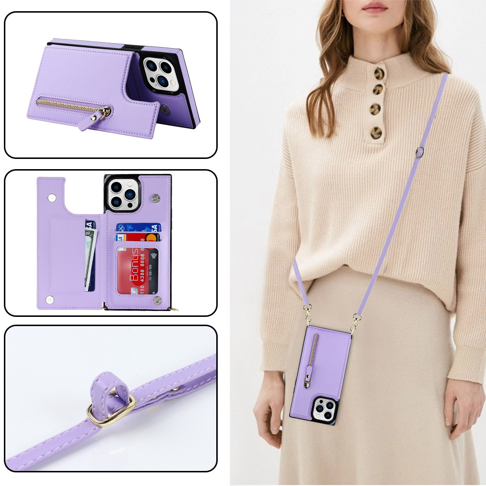 斜挎适用iphone15手机壳13可放卡11带卡包12pro苹果14promax防摔保护套XR一体XS插卡支架max卡槽se2背带8plus