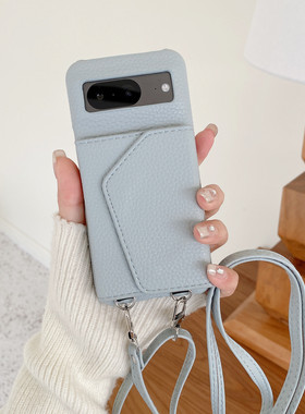 谷歌9斜挎带卡包插卡化妆镜子适用谷歌pixel8斜挎手机壳Googlepixel7pro保护套pixel8pro手机壳7a斜挎手机壳