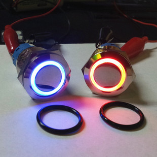 防水按钮 汽车电源门禁电脑 天使眼 12VLED灯自锁式 19MM金属开关