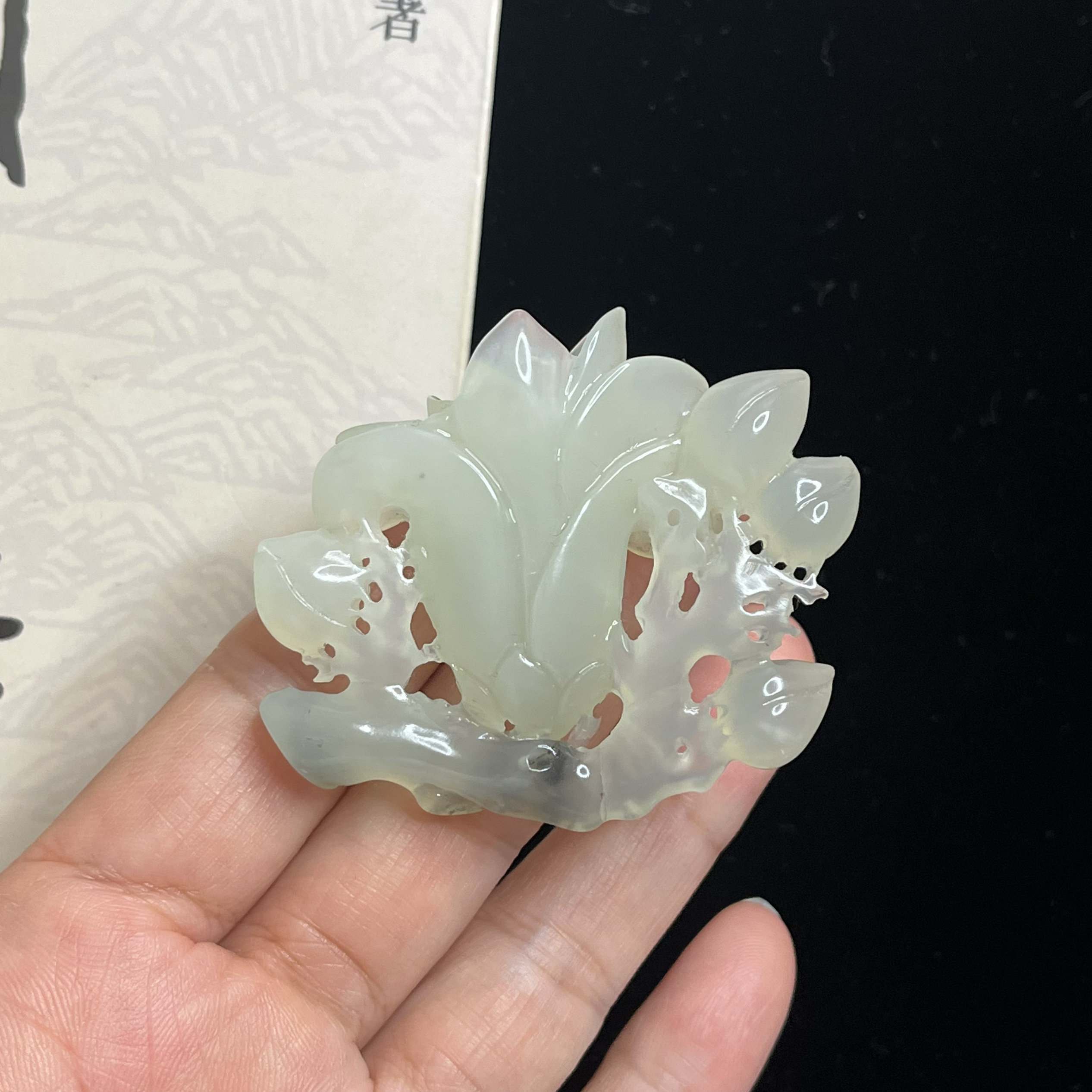 岫玉吊坠玉兰花挂件天然玉石水墨料玉兰璎珞坠毛衣链坠玉挂坠