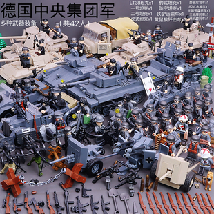 积木二战苏德国重型装甲坦克军团大炮适用于乐高儿童拼装益智玩具