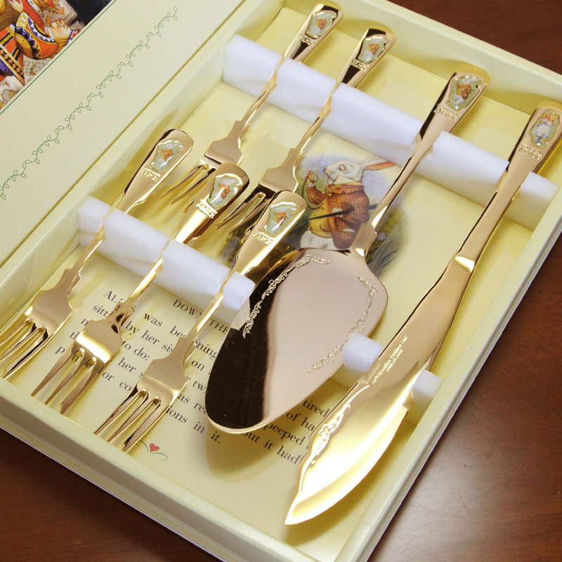 爱丽丝梦游记 刀叉铲甜品套装家用欧式风格蛋糕餐具 日本进口,餐饮具,西餐餐具套装,淘宝优惠券,粉丝福利购,淘宝优惠卷