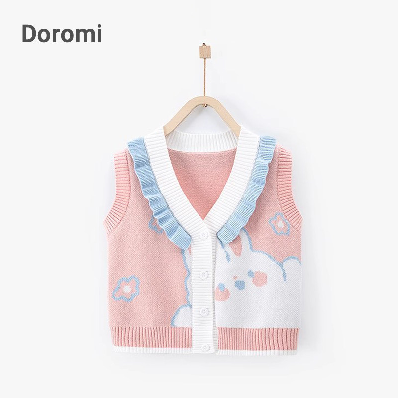 女童花边领纯棉毛衣背心针织马甲