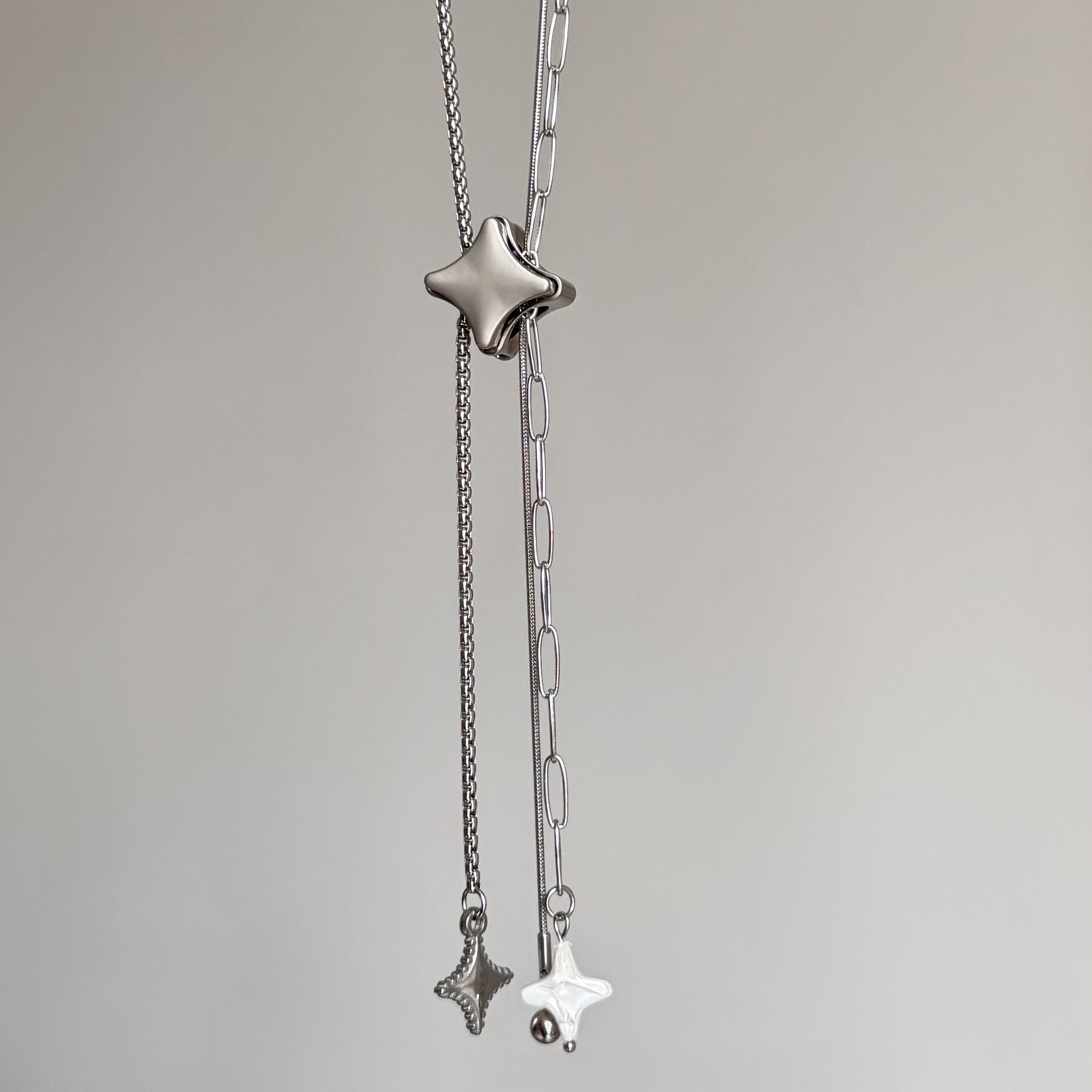 朋克金属风十字星抽拉长项链小众y2k甜酷复古日韩系ins风毛衣链