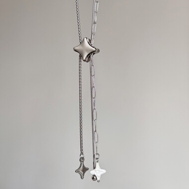 朋克金属风十字星抽拉长项链小众y2k甜酷复古日韩系ins风毛衣链