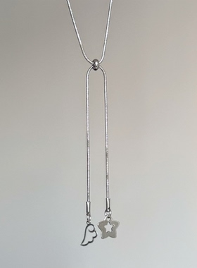 ins风简约翅膀星星抽拉调节蛇骨项链小众y2k辣妹甜酷日韩系复古