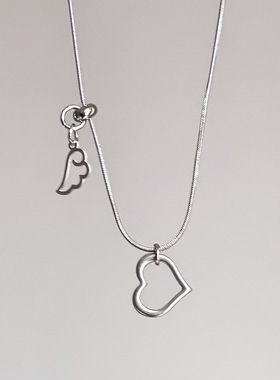 日韩系ins风简约日常镂空爱心翅膀蛇骨项链小众复古y2k锁骨链叠戴