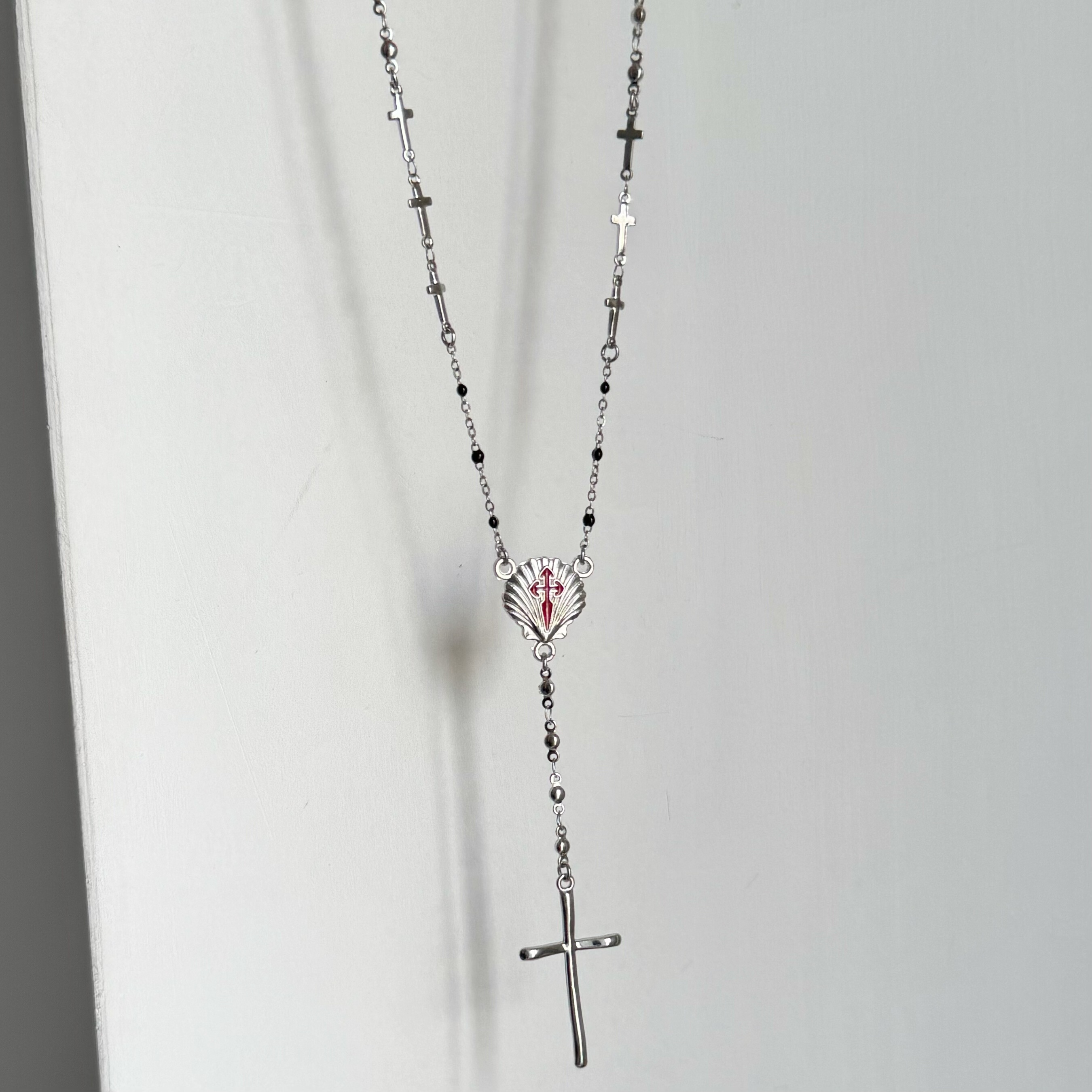 暗黑哥特复古巴洛克风贝壳十字架长项链小众y2k辣妹甜酷ins个性